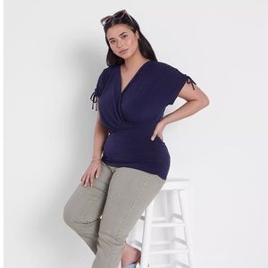 Lane Bryant fitted drawstring top. Maritime Blue. NWT. Size 30/32.
